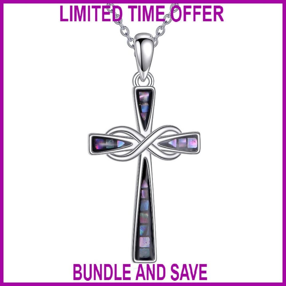 Sterling Silver Infinity Cross Pendant Necklace 18+2in Chain